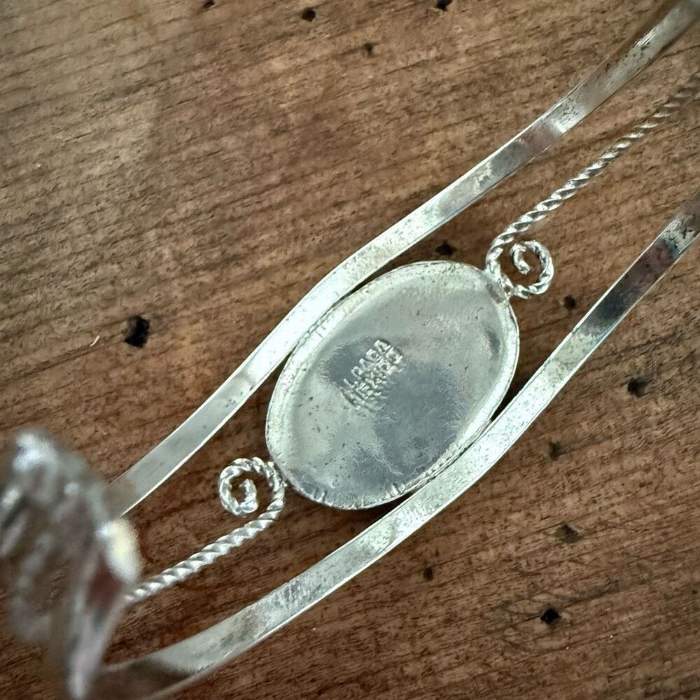 Vintage Alpaca Mexico Silver Abalone Crushed Turquoise Cuff Bracelet - Picture 2 of 6